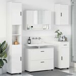 vidaXL Ensemble de mobilier de salle de bain 5 Pièces Blanc brillant