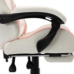 vidaXL Fauteuil de jeux vidéo et repose-pied Rose et blanc Similicuir
