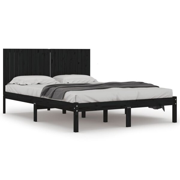 vidaXL Cadre de lit sans matelas noir 200x200 cm bois massif de pin