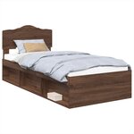vidaXL Cadre de lit Chêne brun 90 x 190 cm Bois de pin massif
