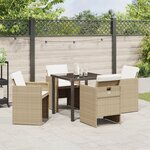 Ensemble de Dîner de Jardin de 5 Pièces avec Coussins Beige vidaXL