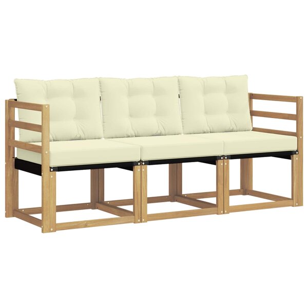 vidaXL Ensemble de canapés d'extérieur 3 pc Blanc et crème