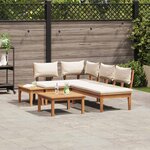 vidaXL Ensemble de banc de jardin avec coussin 4 Pièces Marron et Crème