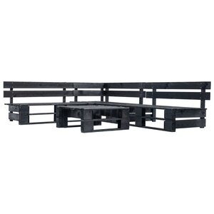 Salon de jardin meuble d'extérieur ensemble de mobilier palette 4 pièces noir bois 02_0018383