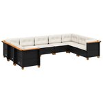 vidaXL Salon de jardin 9 Pièces avec coussins noir résine tressée