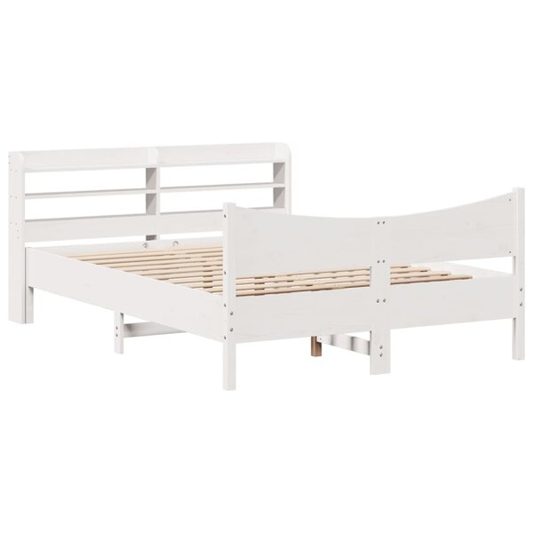 vidaXL Cadre de lit avec tête de lit blanc 160x200 cm bois pin massif