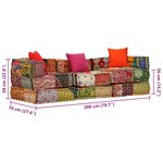 vidaXL Pouf modulaire à 3 places Patchwork Tissu