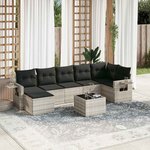 vidaXL Salon de jardin 8 Pièces avec coussins gris clair résine tressée
