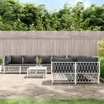 vidaXL Salon de jardin avec coussins 9 Pièces blanc acier