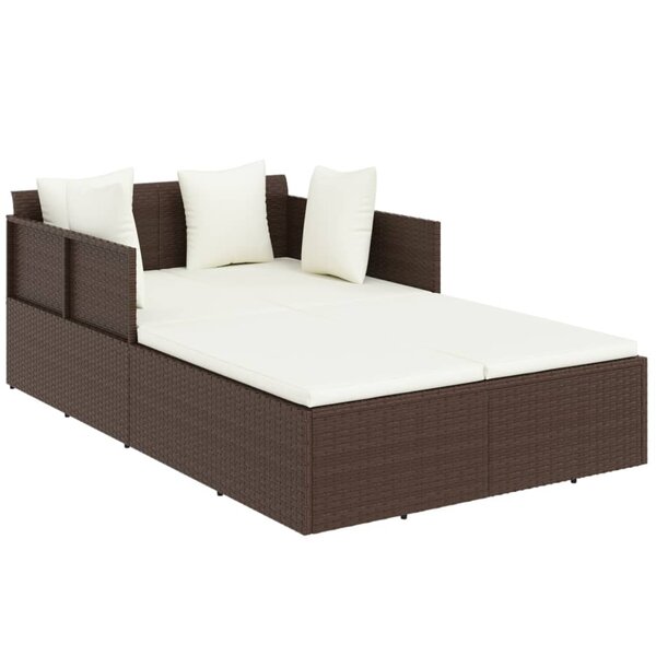 vidaXL Chaise longue avec coussins marron 182x118x63 cm résine tressée
