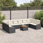 vidaXL Ensemble de canapé de jardin 11 Pièces Noir et blanc
