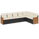 vidaXL Salon de jardin 7 Pièces avec coussins noir résine tressée