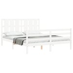 vidaXL Cadre de lit avec tête de lit blanc 160x200 cm bois massif