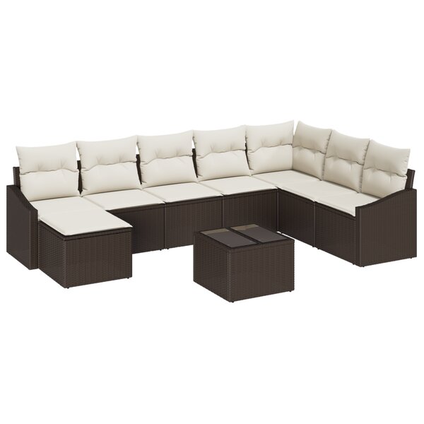 vidaXL Ensemble de Salle à Manger de Jardin de 8 Pièces avec Coussins Gris Rattan Poly
