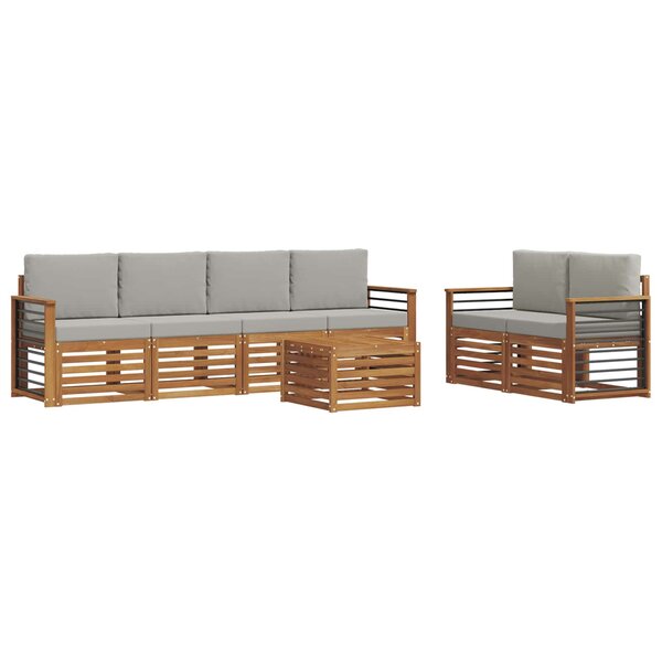 vidaXL Ensemble de canapés d'extérieur 7 Pièces Gris Naturel et Clair