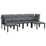 Salon de jardin meuble d'extérieur ensemble de mobilier 6 pièces noir et gris résine tressée 02_0017047
