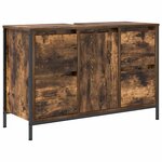 vidaXL Ensemble de mobilier de salle de bain 3 Pièces Chêne fumé et noir