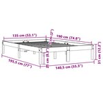 vidaXL Cadre de lit sans matelas cire marron 135x190cm bois pin massif
