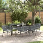 vidaXL Ensemble de Salle à Manger de Jardin 2 Pièces avec Coussins Gris en Poly Rattan