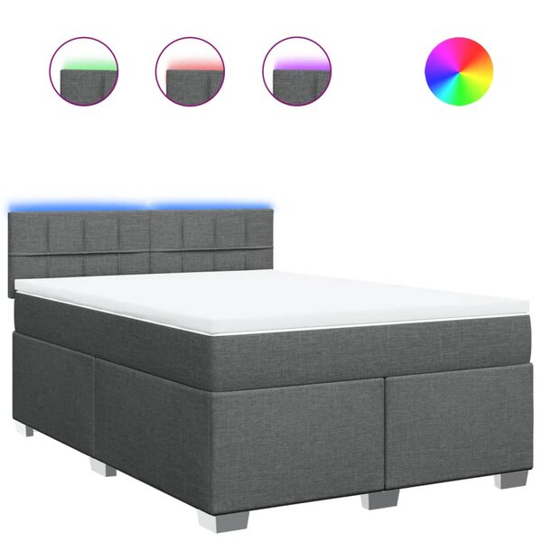 vidaXL Sommier à lattes de lit avec matelas Gris foncé 140x200cm Tissu