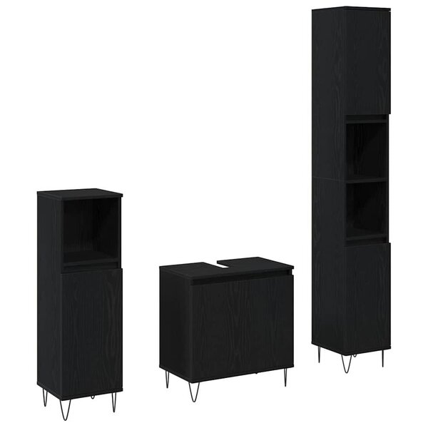 vidaXL Ensemble de mobilier de salle de bain 3 Pièces Chêne noir
