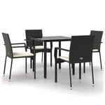 vidaXL Ensemble à manger de jardin coussins 5Pièces Noir Résine tressée