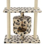 vidaXL Arbre à chat avec griffoir en sisal 95 cm Beige Motif de pattes