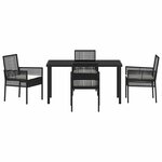 vidaXL Ensemble de salle à manger de jardin 5 pièces avec coussins en poly rotin noir