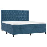 vidaXL Sommier à lattes de lit matelas et LED Bleu foncé 160x200 cm