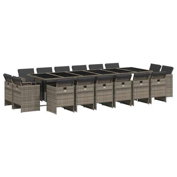 vidaXL Ensemble à manger de jardin 17 Pièces et coussins résine tressée