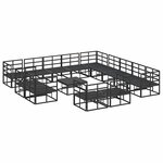 vidaXL Ensemble de canapé de jardin avec coussin 14 Pièces Noir Aluminium