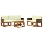vidaXL Ensemble de canapés d'extérieur 6 pc Naturel et Crème