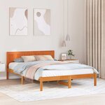 vidaXL Lit marron ciré Marron ciré Bois de pin massif 140 x 200 cm