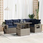vidaXL Salon de jardin avec coussins 6 Pièces gris résine tressée acacia