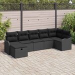 vidaXL Ensemble de canapé de jardin 7 Pièces Noir 287.5 x 122.5 x 85 cm