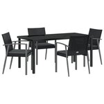 vidaXL Ensemble de salle à manger de jardin de 5 pièces avec coussins Noir Poly Rotin