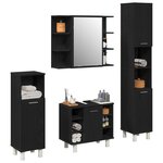 vidaXL Ensemble de mobilier de salle de bain avec étagère 4 Pièces Noir