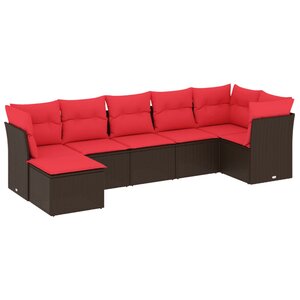 vidaXL Salon de jardin avec coussins 7 Pièces marron résine tressée