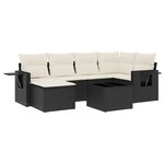 vidaXL Salon de jardin 7 Pièces avec coussins noir résine tressée