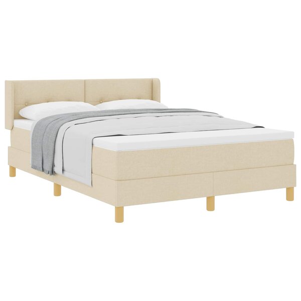 vidaXL Lit à ressorts avec coussin Crème 200 x 140 cm tissu