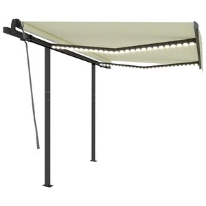 vidaXL Auvent manuel rétractable avec LED 3 5x2 5 m Crème