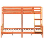 vidaXL Lit superposé 80x200/140x200 cm cire marron bois de pin massif