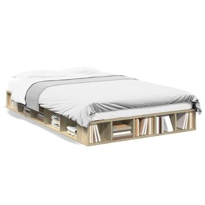 vidaXL Cadre de lit sans matelas chêne sonoma 135x190 cm