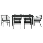 vidaXL Ensemble de salle à manger de jardin 7 pièces avec coussins en poly rotin noir