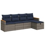 vidaXL Salon de jardin 5 Pièces avec coussins gris résine tressée