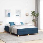 vidaXL Lit à ressorts Bleu  marron 160 x 200 cm Tissu  Bois Engineered