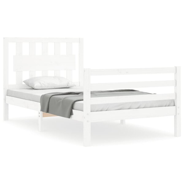 vidaXL Cadre de lit sans matelas blanc bois massif