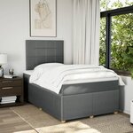 vidaXL Sommier à lattes de lit avec matelas Gris foncé 120x200cm Tissu