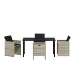 vidaXL Ensemble de salle à manger de jardin 5 pièces avec coussins en rotin synthétique gris clair