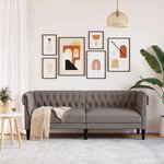 vidaXL Canapé Chesterfield 3 places taupe tissu